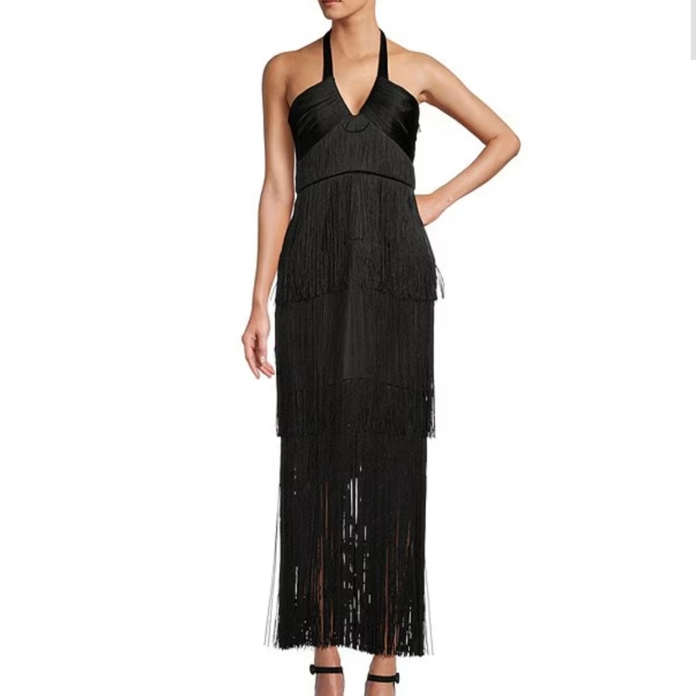Antonio Melani Xandra Halter Neck Fringe Dress